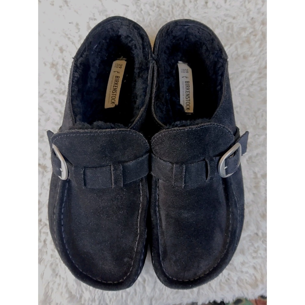 Birkenstock Women's Buckley Shearling Black Seude Clog Sandals Sz 39 US 8 - Picture 5 of 6